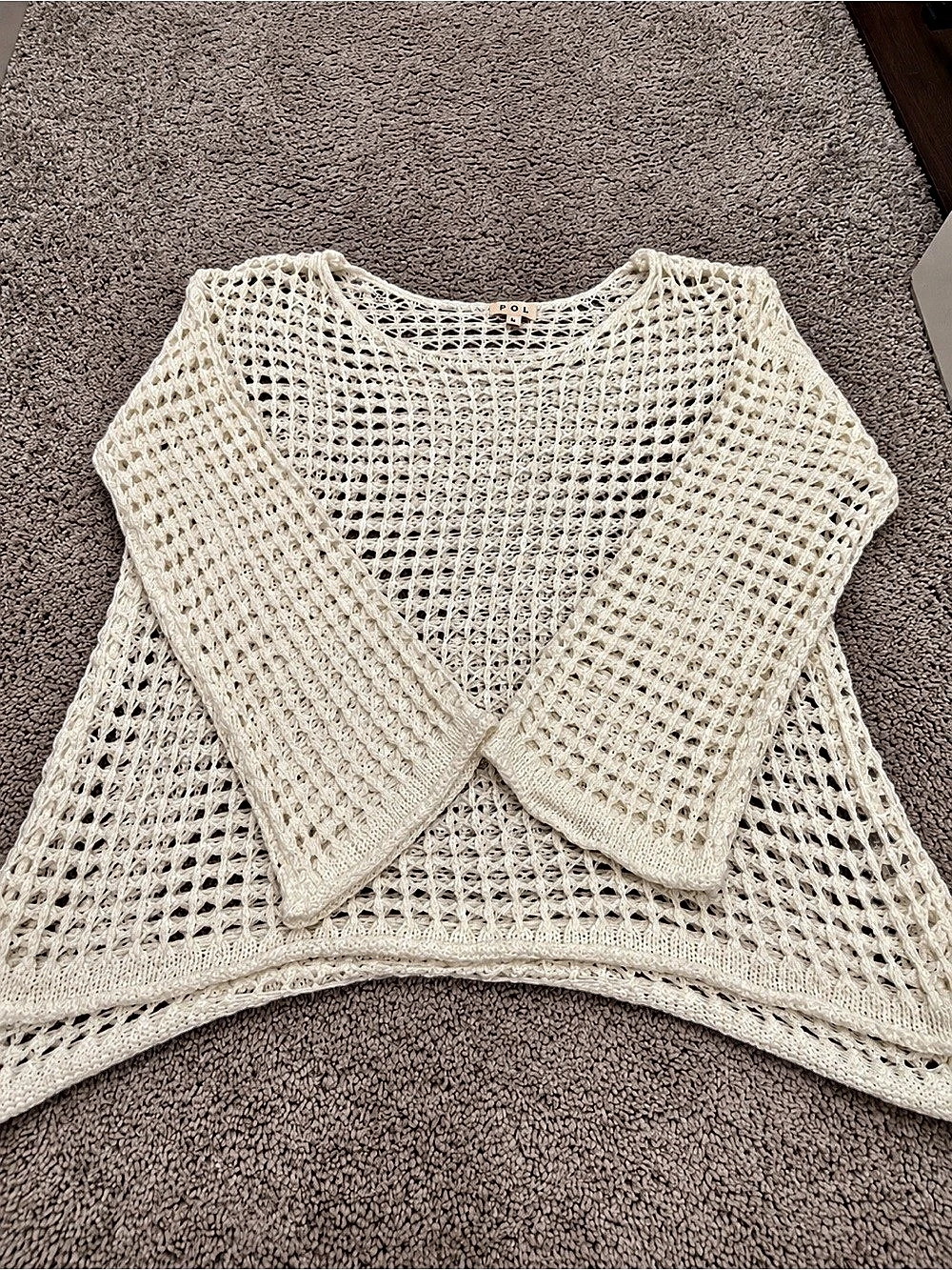 POL Open-Knit Crochet Sweater Size Small